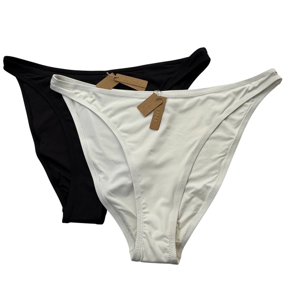 SKIMS Swim Cheeky Tanga Bottoms Lot‎ of 2 Marble Onyx 3X